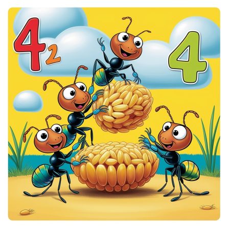 4 ants can not pick the rice up