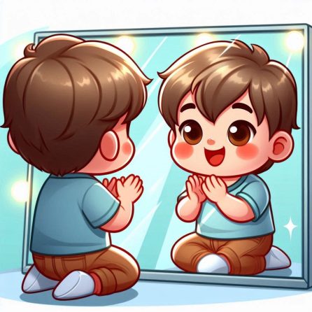 baby and mirror friend clapping hands
