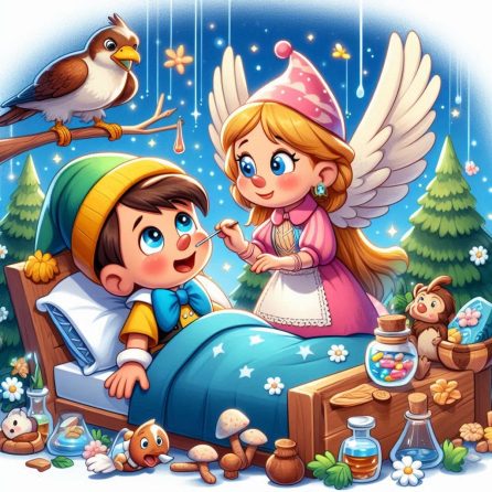 fairy takes care of Pinocchio
