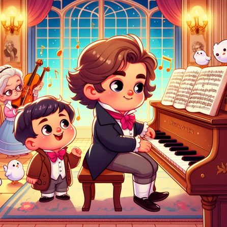 father teaching Beethoven piano