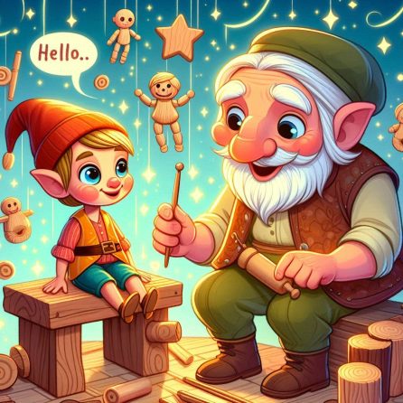 Geppetto makes Pinocchio