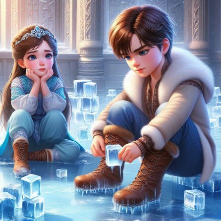 Gerda finds Kai in the snow queen story for kids