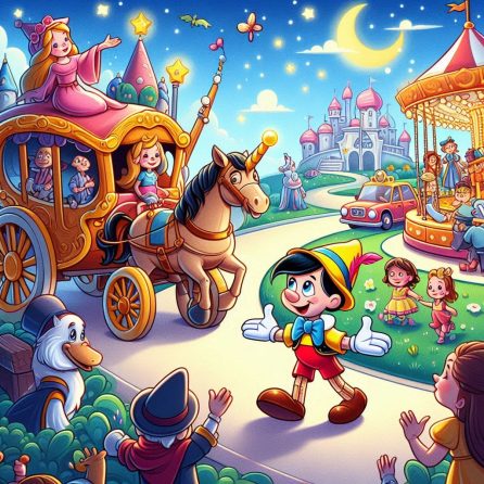 Pinocchio and the carriage