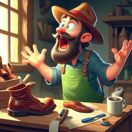 shoemaker getting surprised in the elves and the shoemaker story for kids