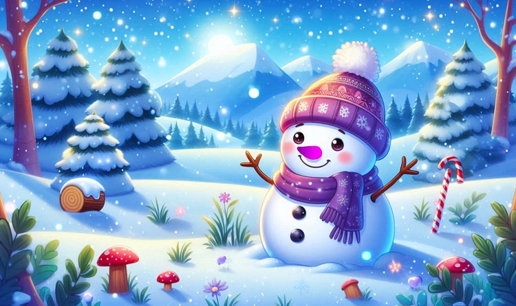 Tata, a Snowman With a Purple Nose