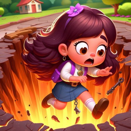 Violet lost her pencil in volcano