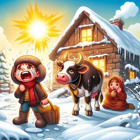 Jack being sad in Jack and the beanstalk story for kids