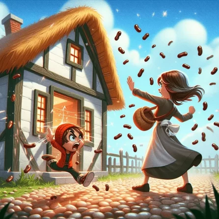 Jack's mom being mad in Jack and the beanstalk story for kids